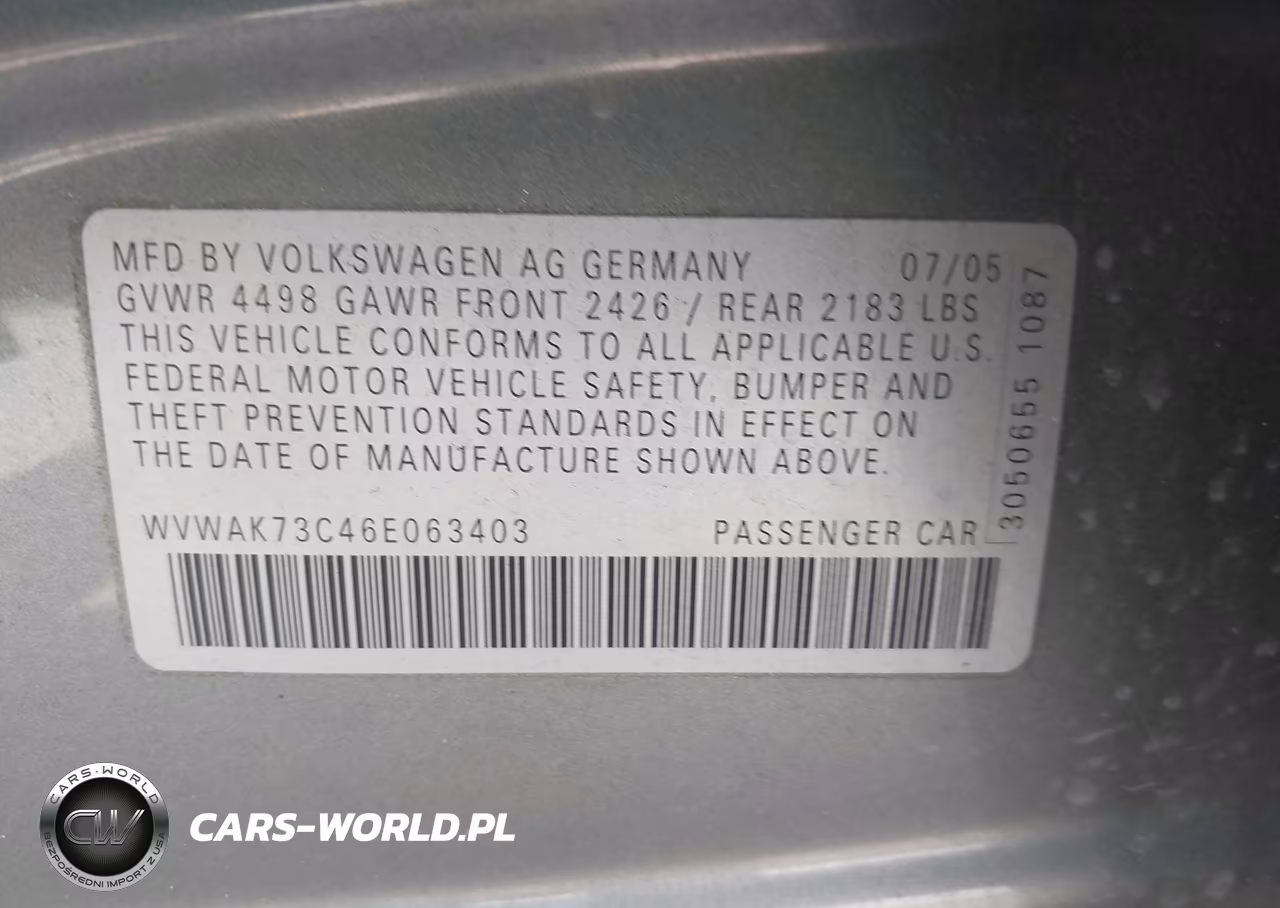 2006 Volkswagen Passat 2.0T VIN:WVWAK73C46E063403 - 9