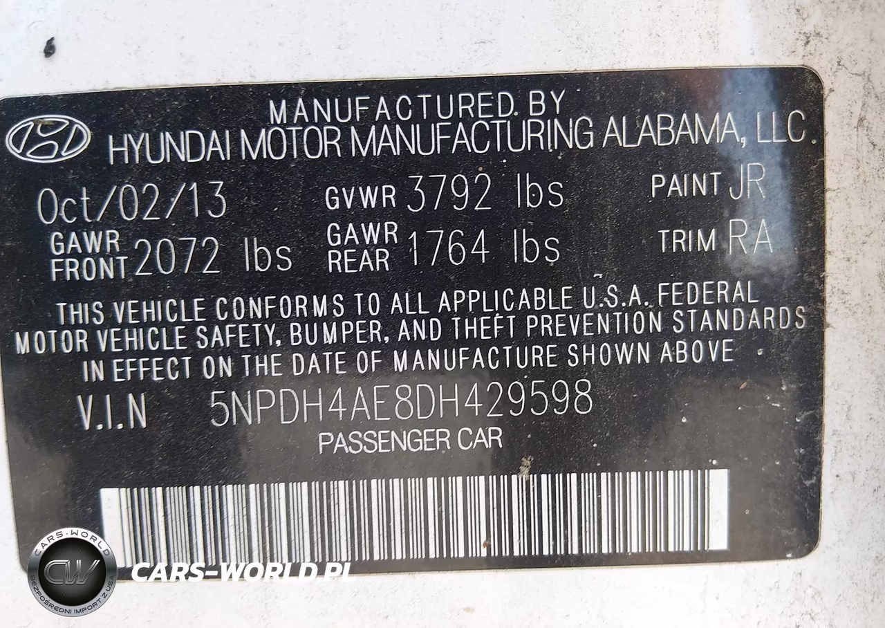 2013 Hyundai Elantra Gls VIN:5NPDH4AE8DH429598 - 9