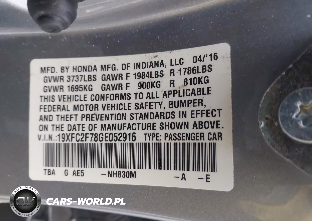 2016 Honda Civic Ex VIN:19XFC2F78GE052916 - 9