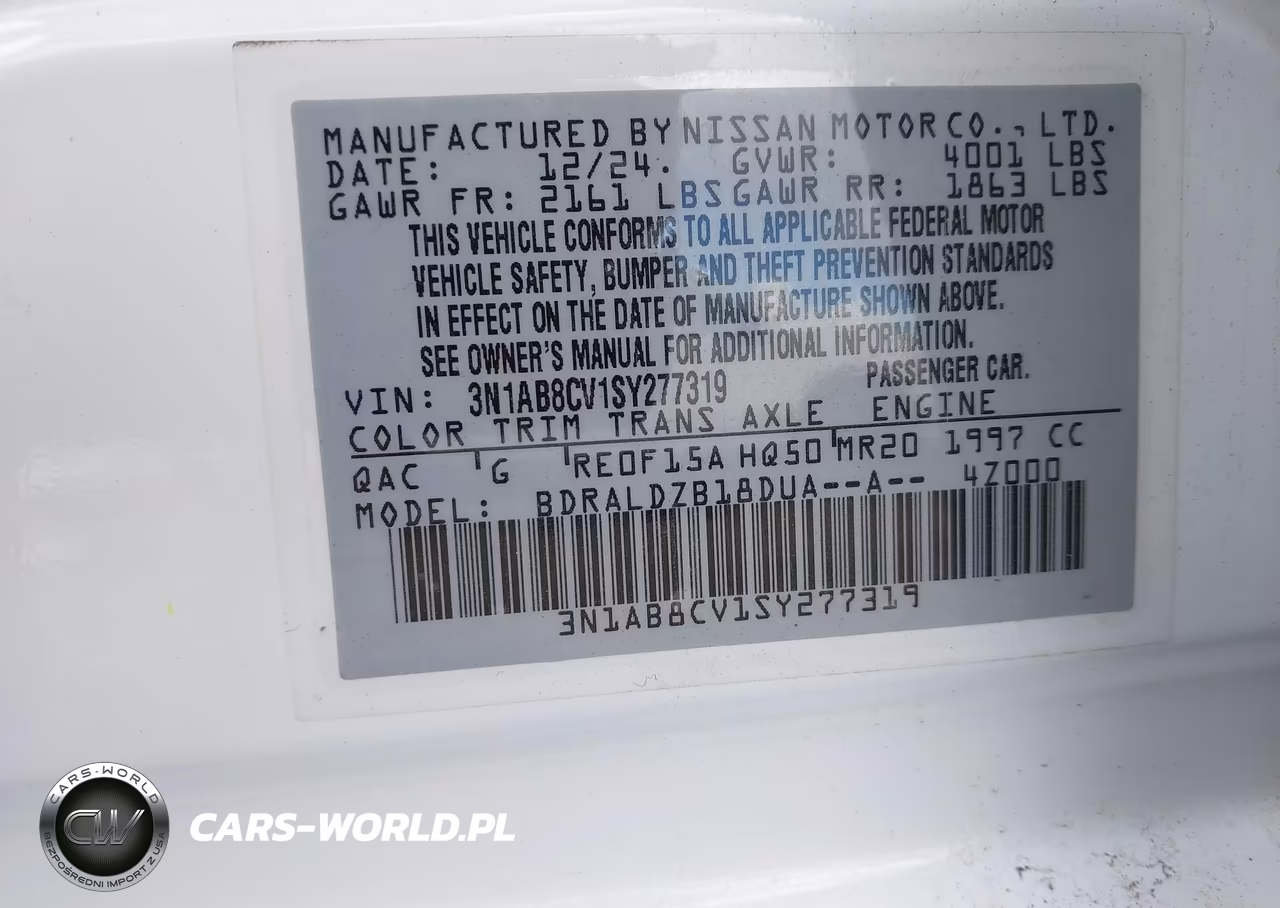 2025 Nissan Sentra Sv VIN:3N1AB8CV1SY277319 - 9