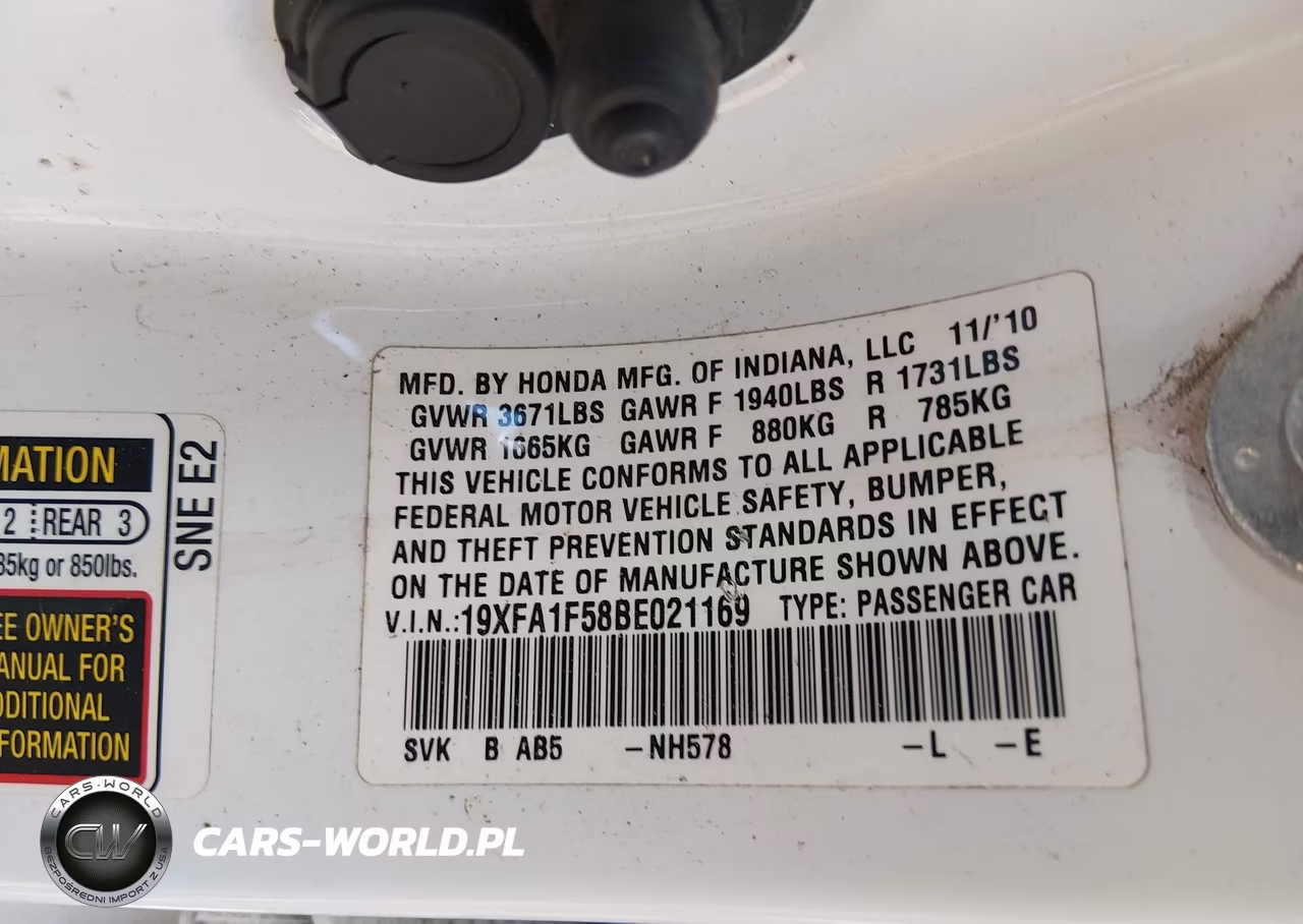 2011 Honda Civic Lx VIN:19XFA1F58BE021169 - 9