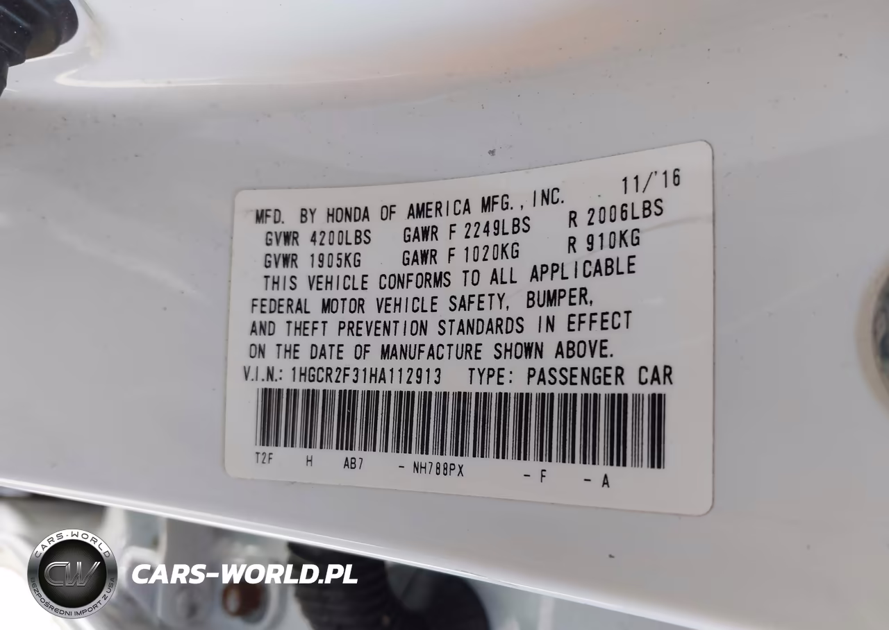 2017 Honda Accord Lx VIN:1HGCR2F31HA112913 - 9