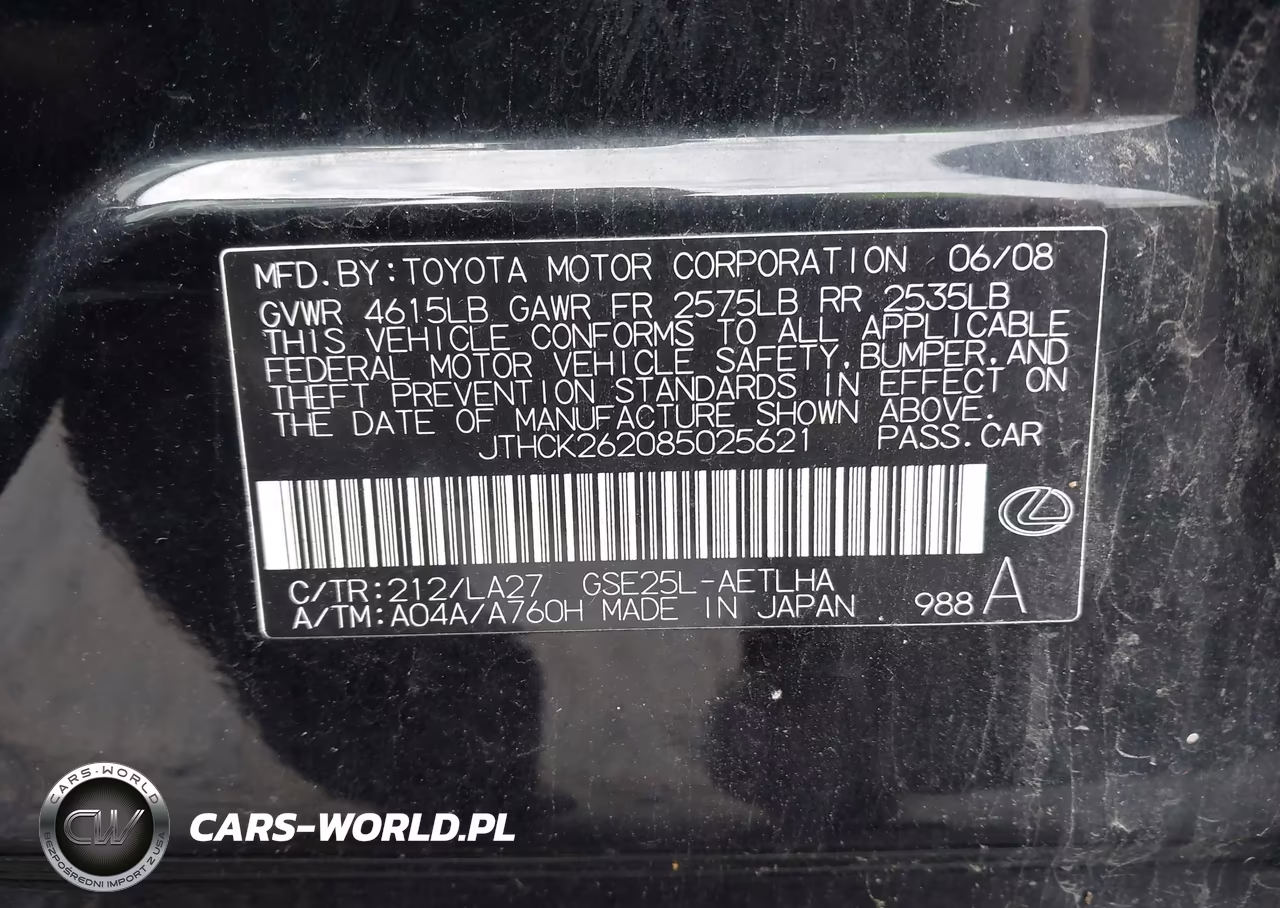 2008 Lexus Is 250 VIN:JTHCK262085025621 - 9