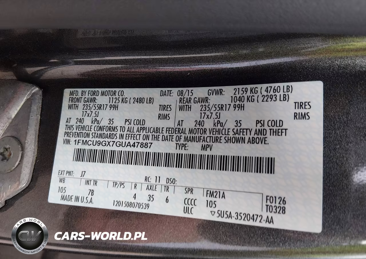 2016 Ford Escape Se VIN:1FMCU9GX7GUA47887 - 9