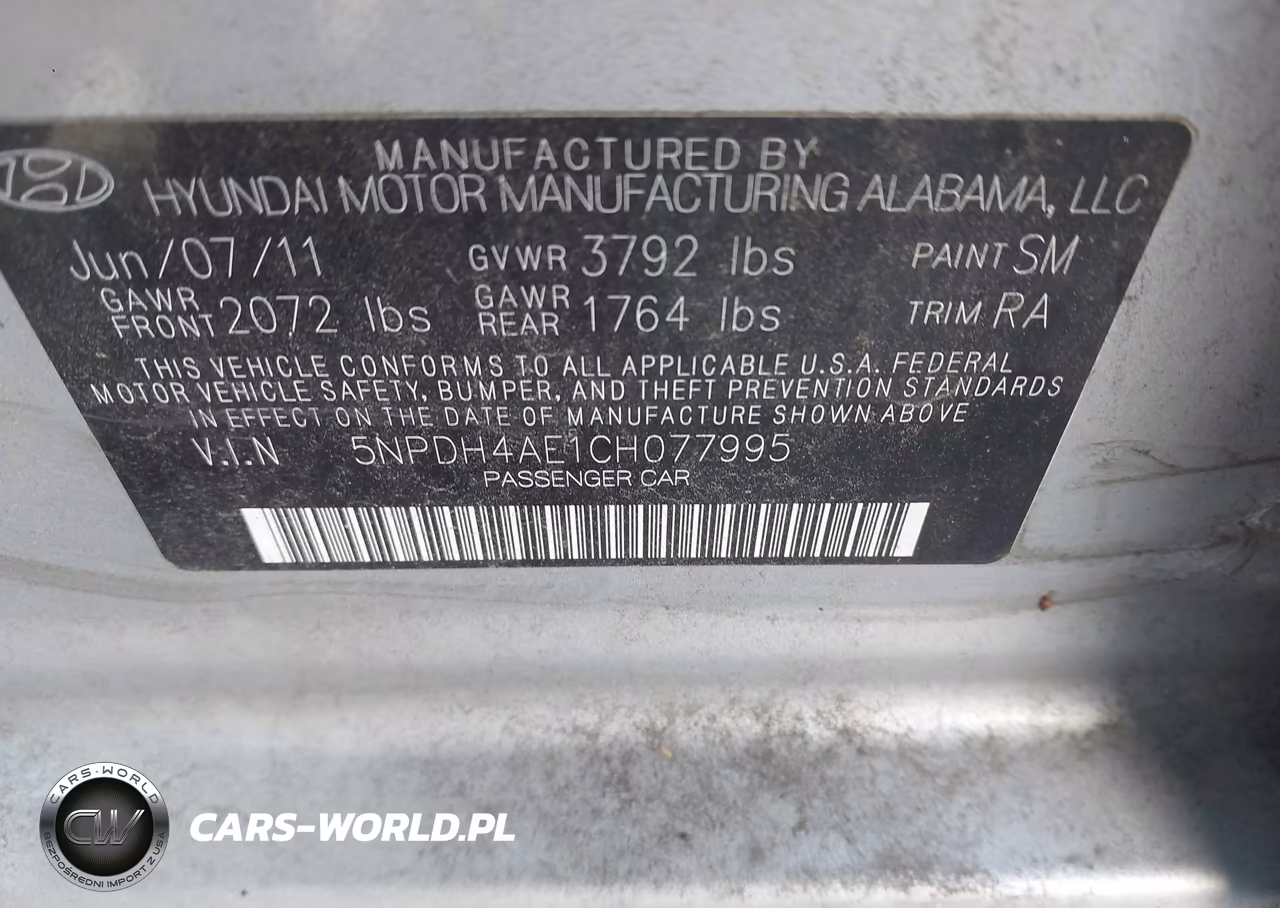 2012 Hyundai Elantra Gls VIN:5NPDH4AE1CH077995 - 9