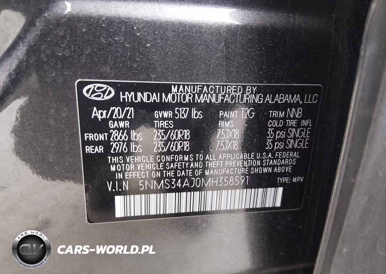 2021 Hyundai Santa Fe Sel VIN:5NMS34AJ0MH358591 - 9