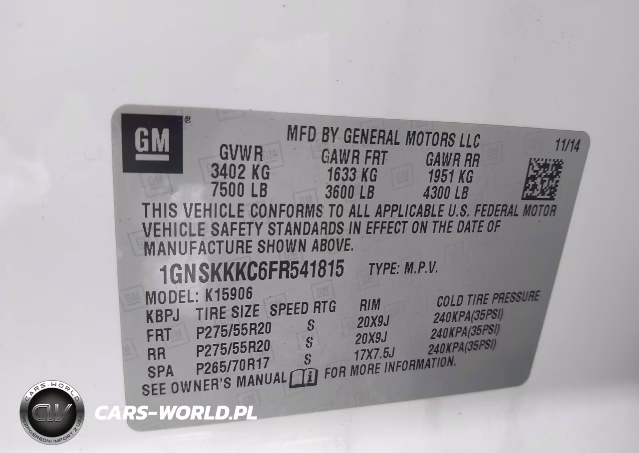 2015 Chevrolet Suburban 1500 Ltz VIN:1GNSKKKC6FR541815 - 9