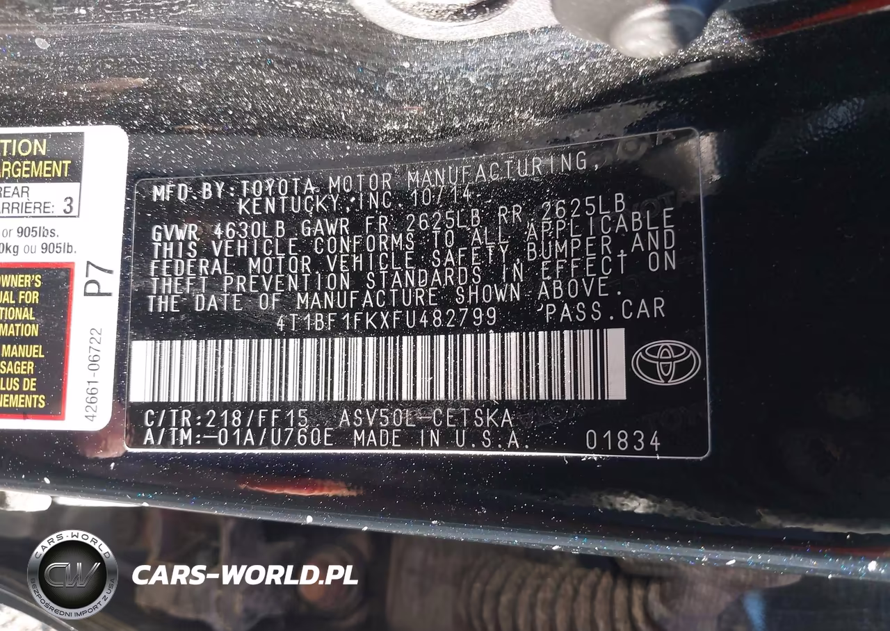 2015 Toyota Camry Se VIN:4T1BF1FKXFU482799 - 9