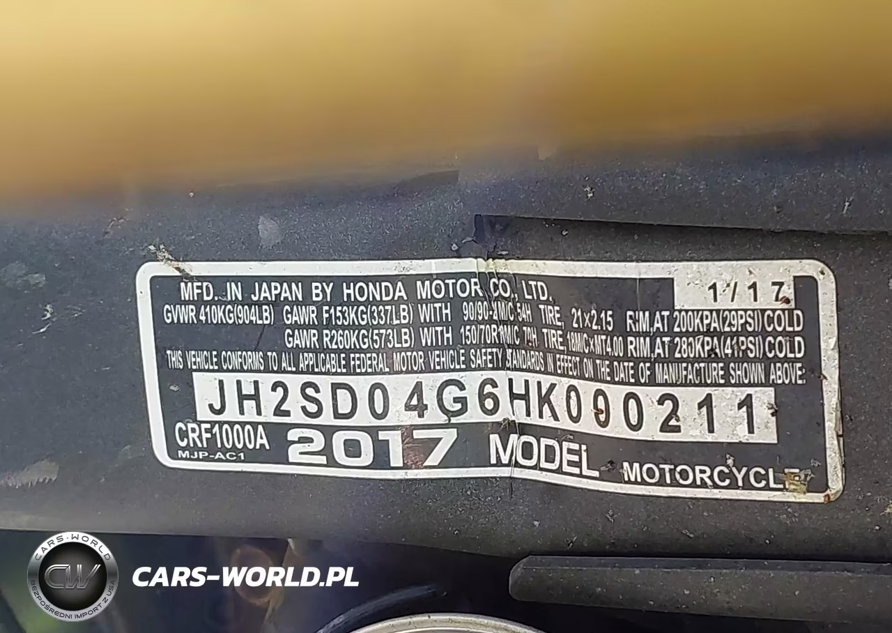 2017 Honda Crf1000 VIN:JH2SD04G6HK000211 - 10