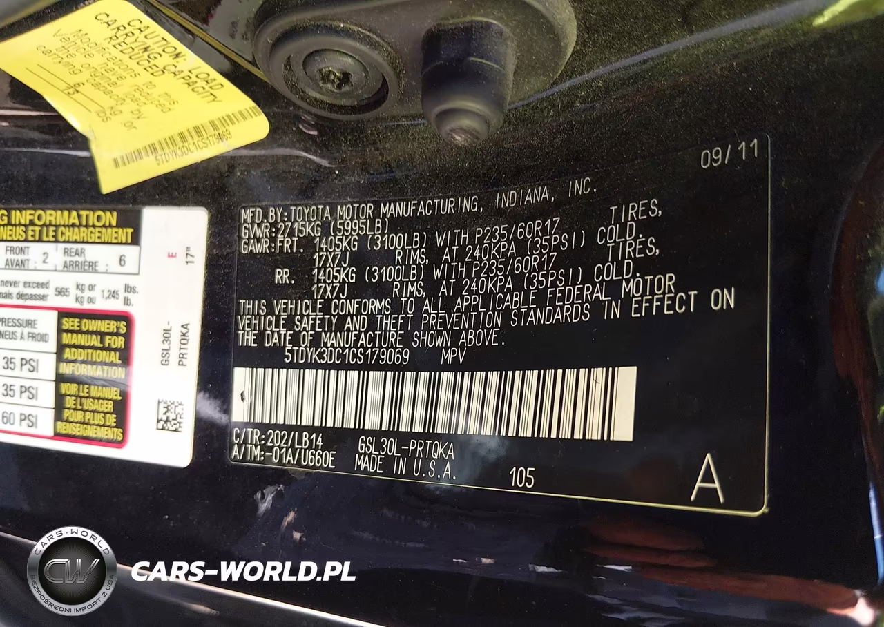 2012 Toyota Sienna Xle V6 8 Passenger VIN:5TDYK3DC1CS179069 - 9