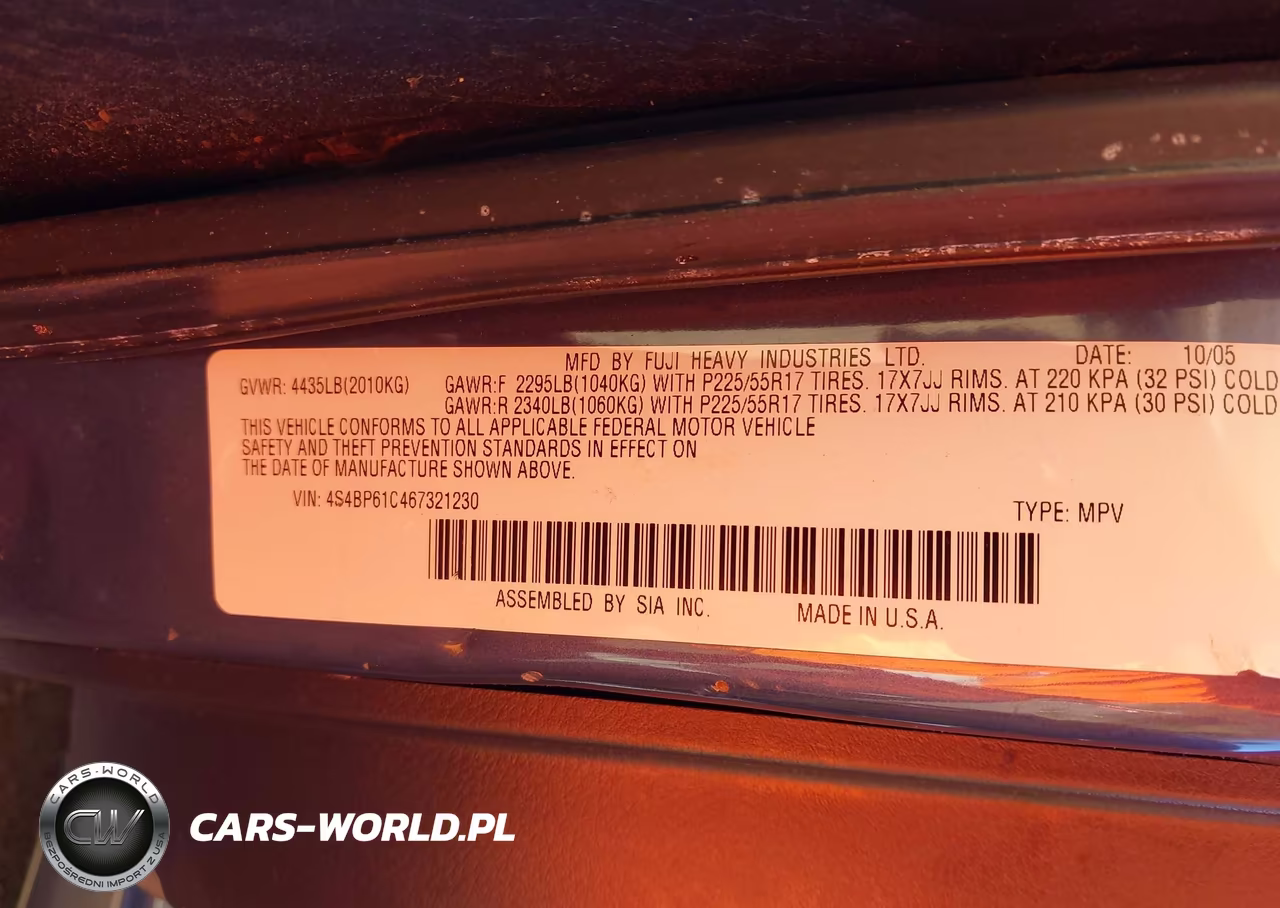2006 Subaru Outback 2.5I VIN:4S4BP61C467321230 - 9