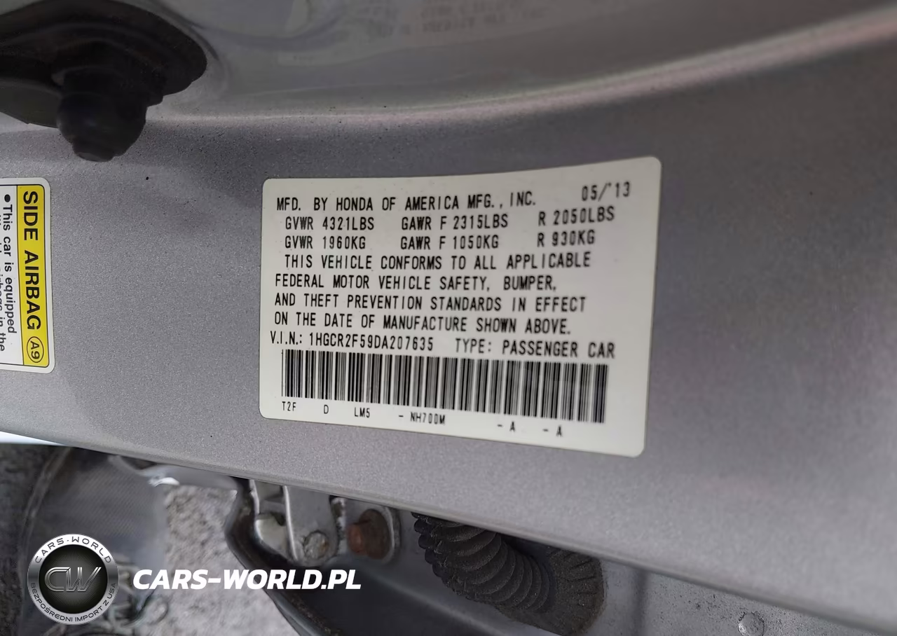2013 Honda Accord Sport VIN:1HGCR2F59DA207635 - 9
