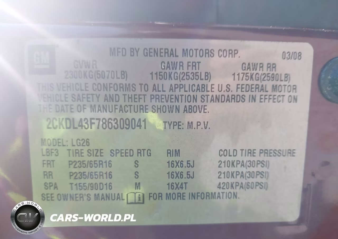 2008 Pontiac Torrent VIN:2CKDL43F786309041 - 9