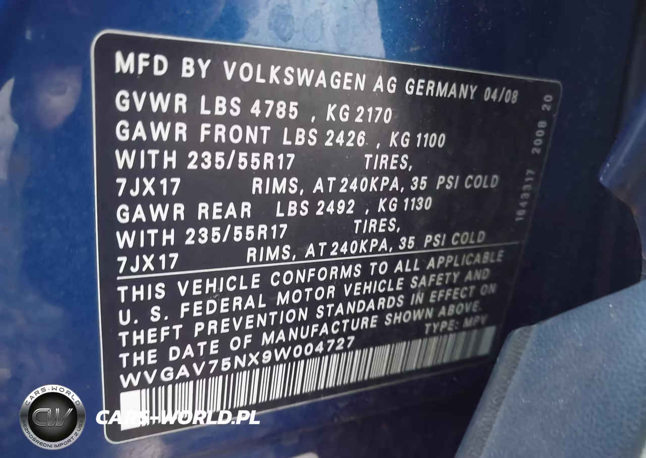 2009 Volkswagen Tiguan S-Se-Sel VIN:WVGAV75NX9W004727 - 9