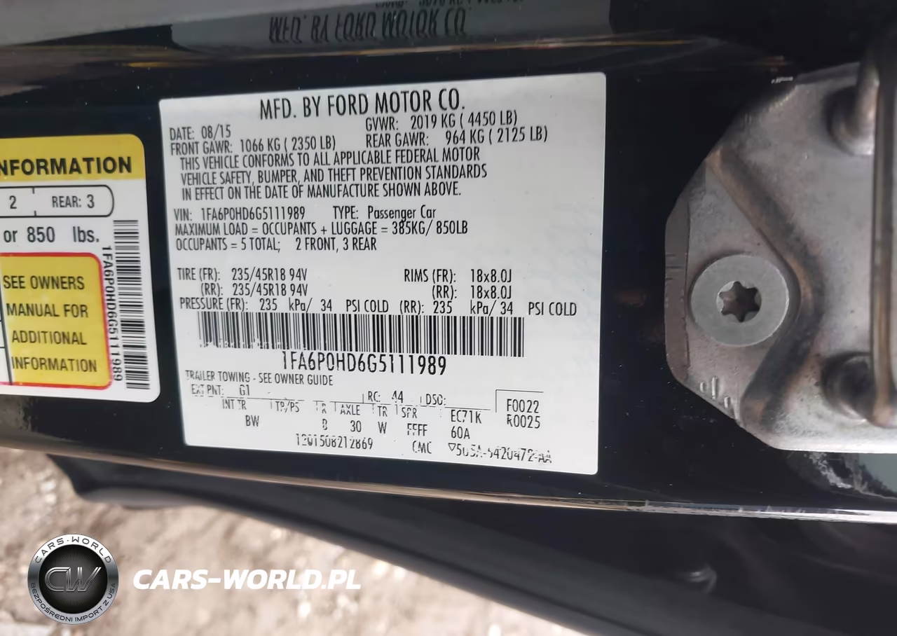 2016 Ford Fusion Se VIN:1FA6P0HD6G5111989 - 9