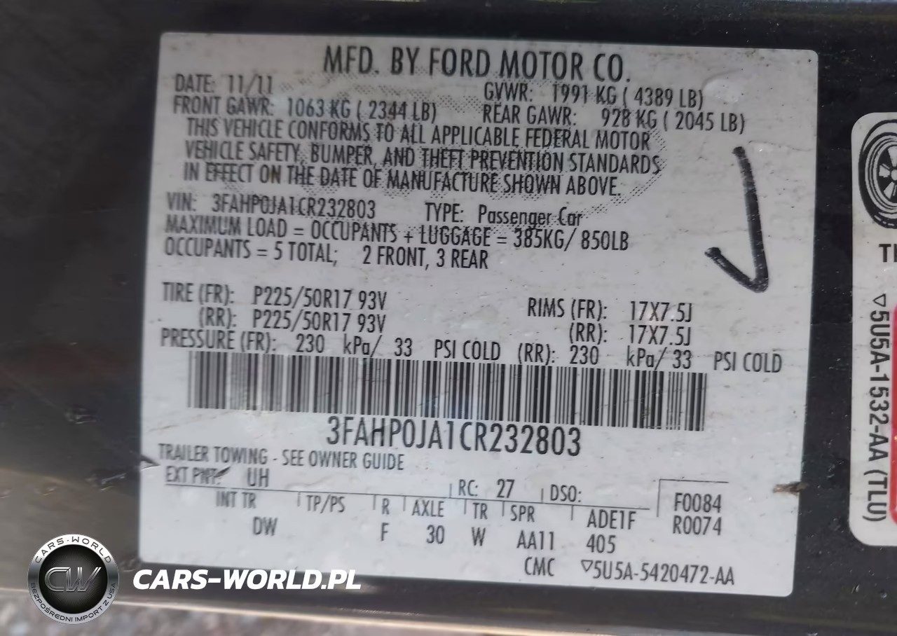 2012 Ford Fusion Sel VIN:3FAHP0JA1CR232803 - 9