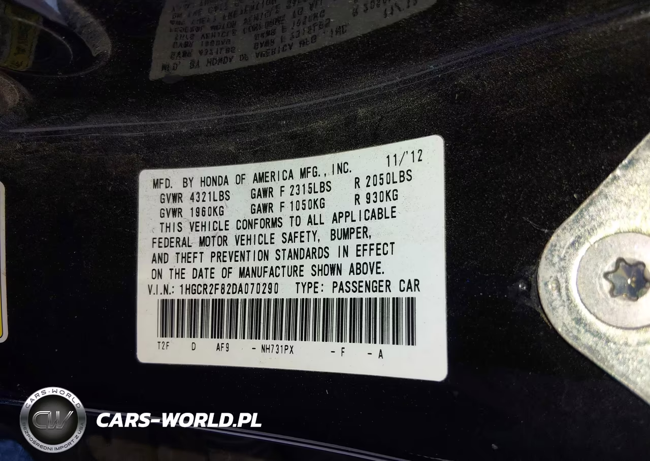 2013 Honda Accord Ex-L VIN:1HGCR2F82DA070290 - 9