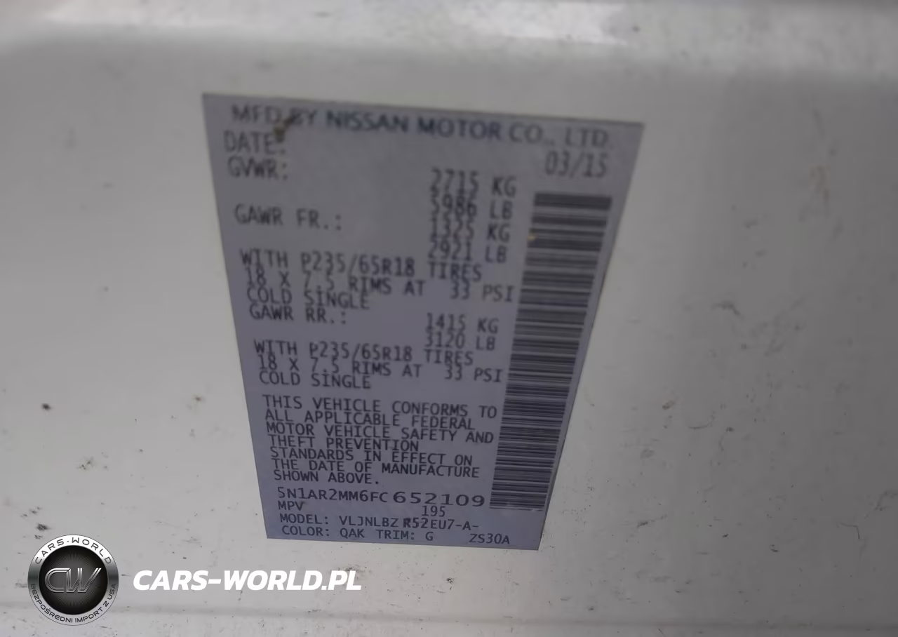 2015 Nissan Pathfinder S VIN:5N1AR2MM6FC652109 - 9