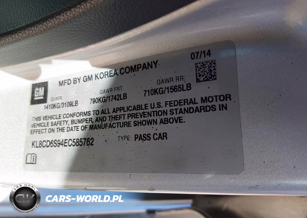 2014 Chevrolet Spark 1Lt Auto VIN:KL8CD6S94EC585762 - 9
