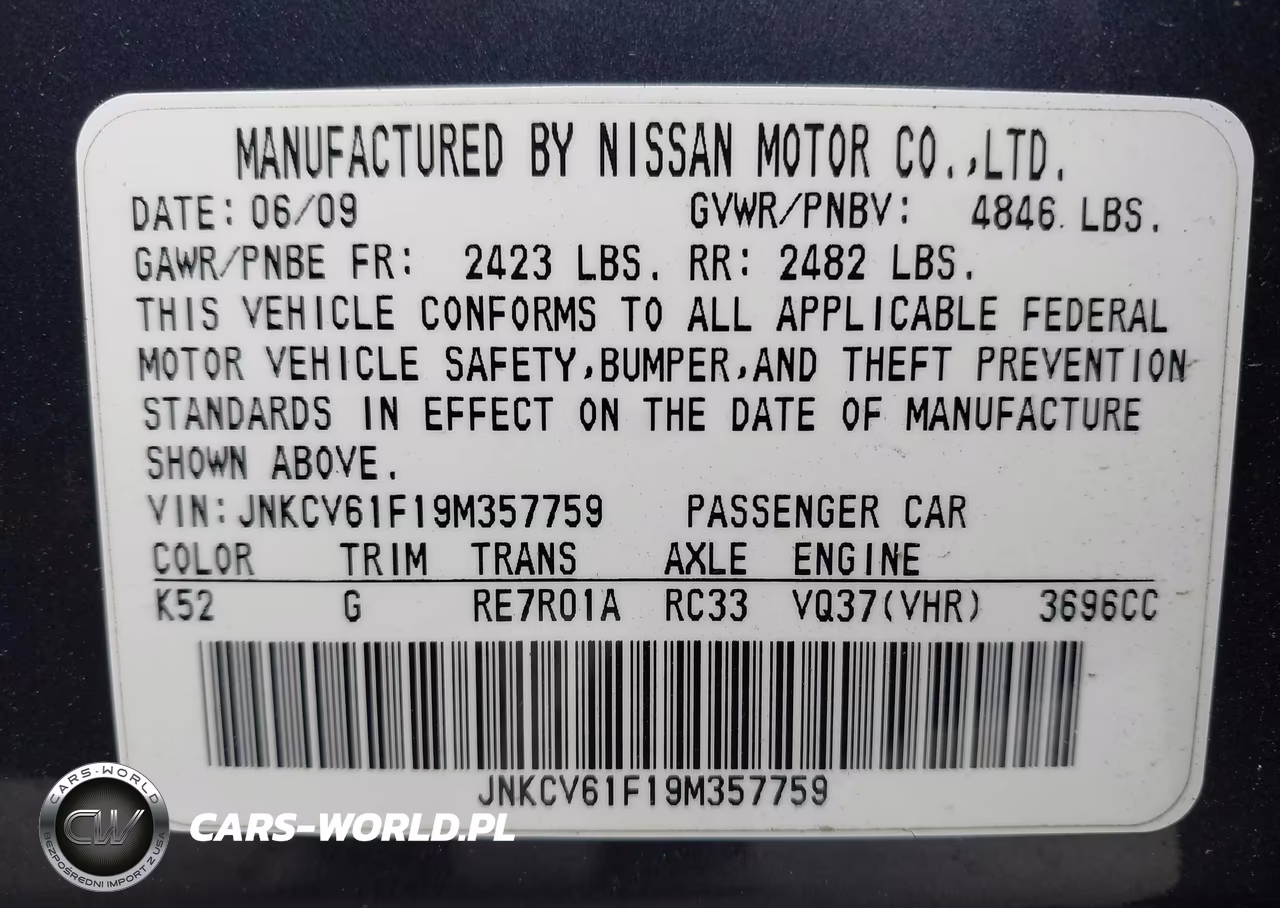 2009 Infiniti G37X VIN:JNKCV61F19M357759 - 9