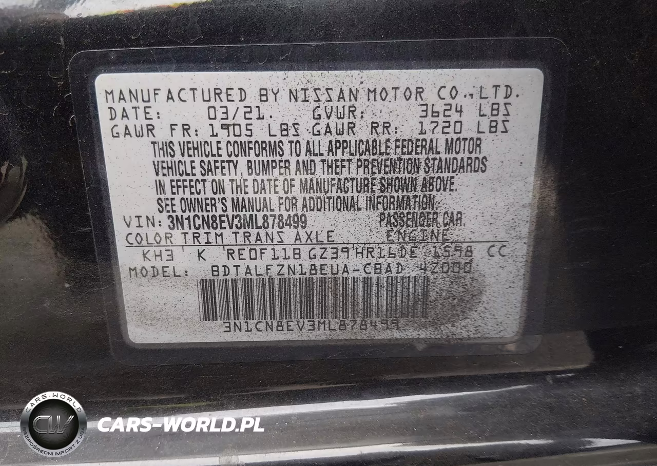 2021 Nissan Versa Sv Xtronic Cvt VIN:3N1CN8EV3ML878499 - 9