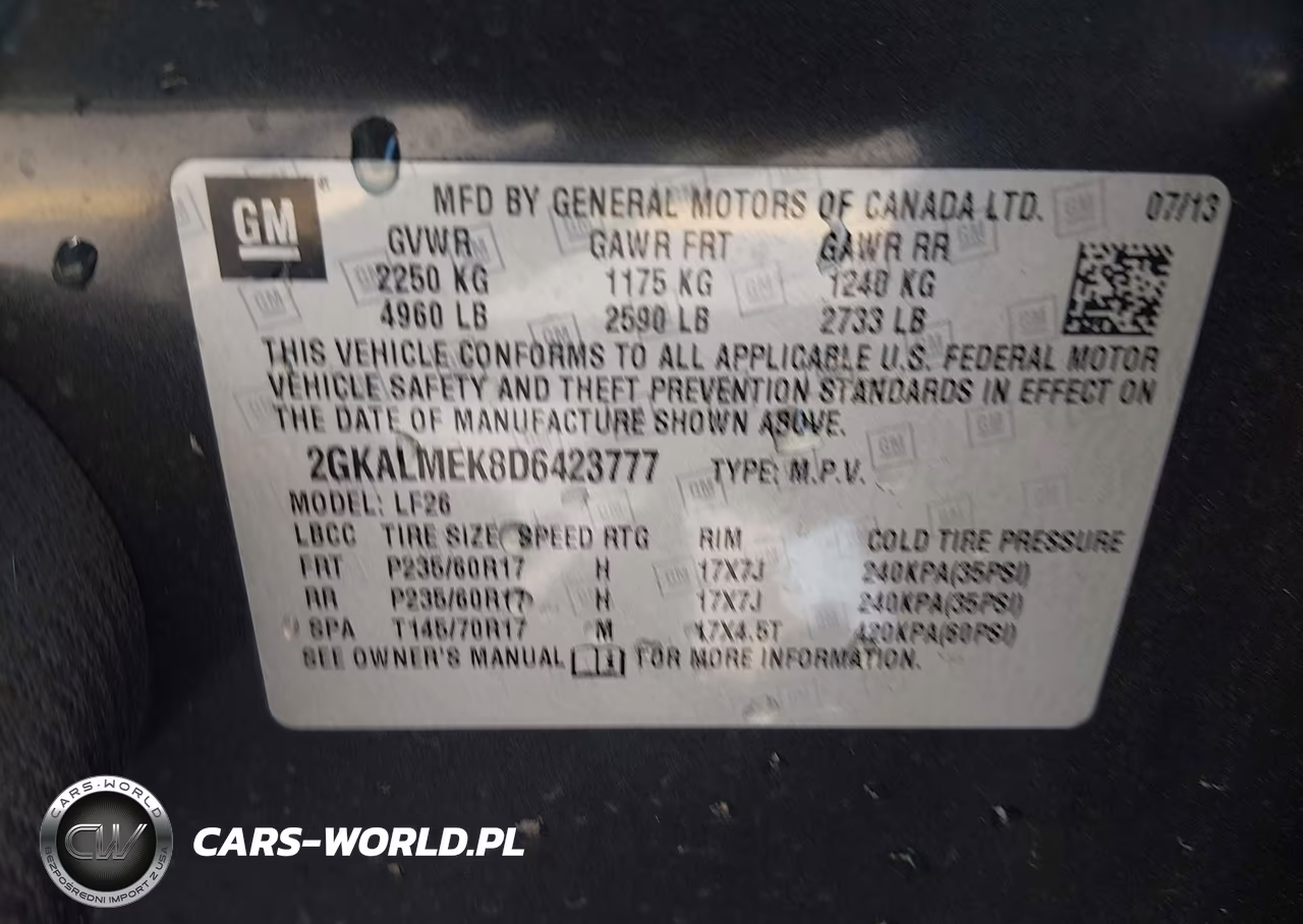 2013 GMC Terrain Sle-1 VIN:2GKALMEK8D6423777 - 9