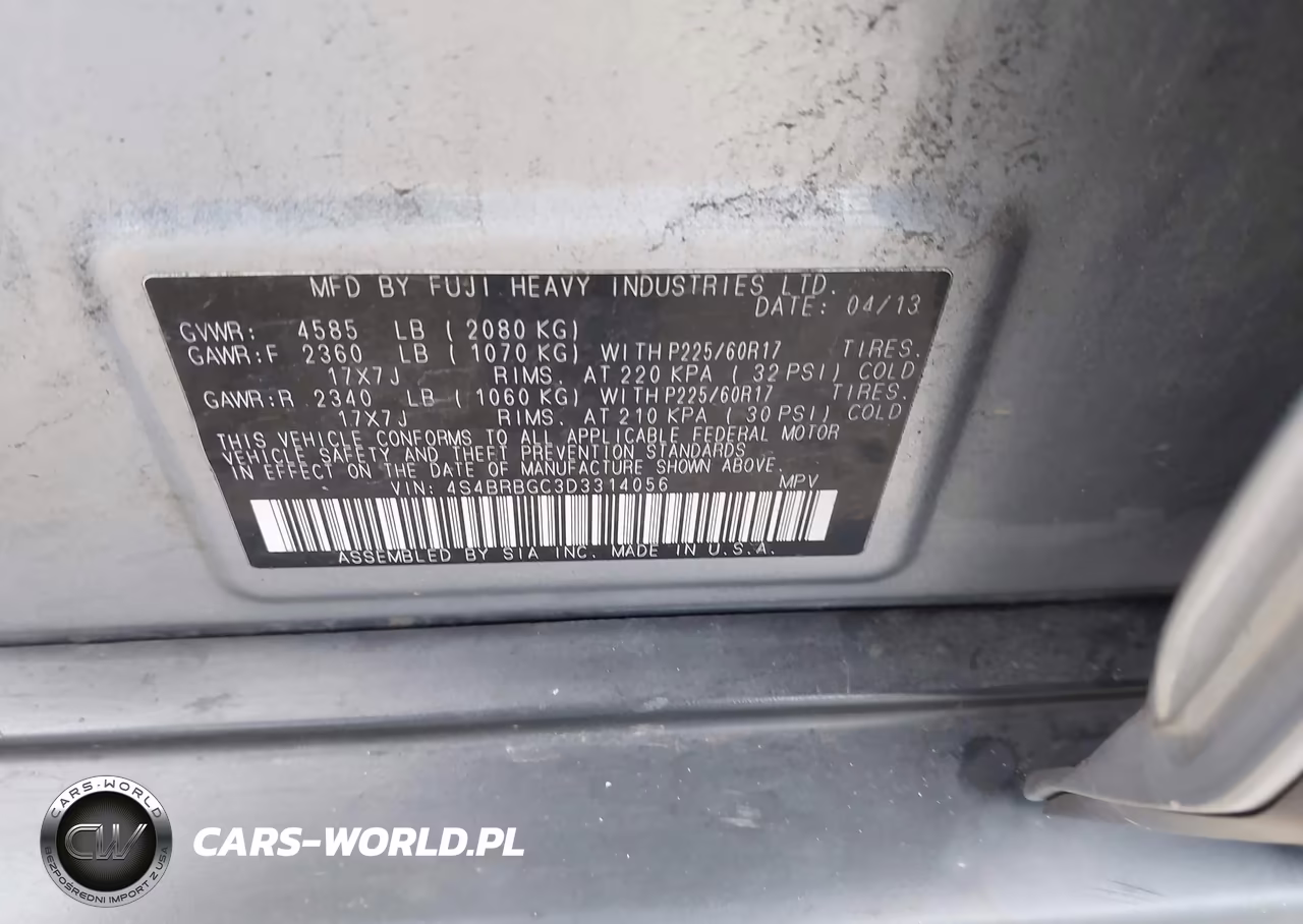 2013 Subaru Outback 2.5I Premium VIN:4S4BRBGC3D3314056 - 9