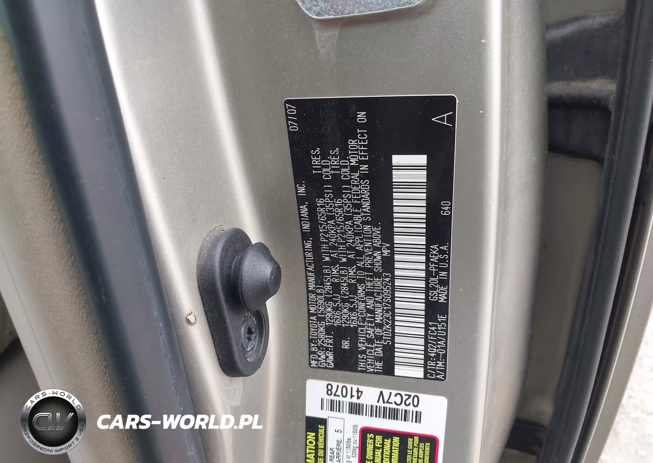 2007 Toyota Sienna Le VIN:5TDZK23C17S095243 - 9