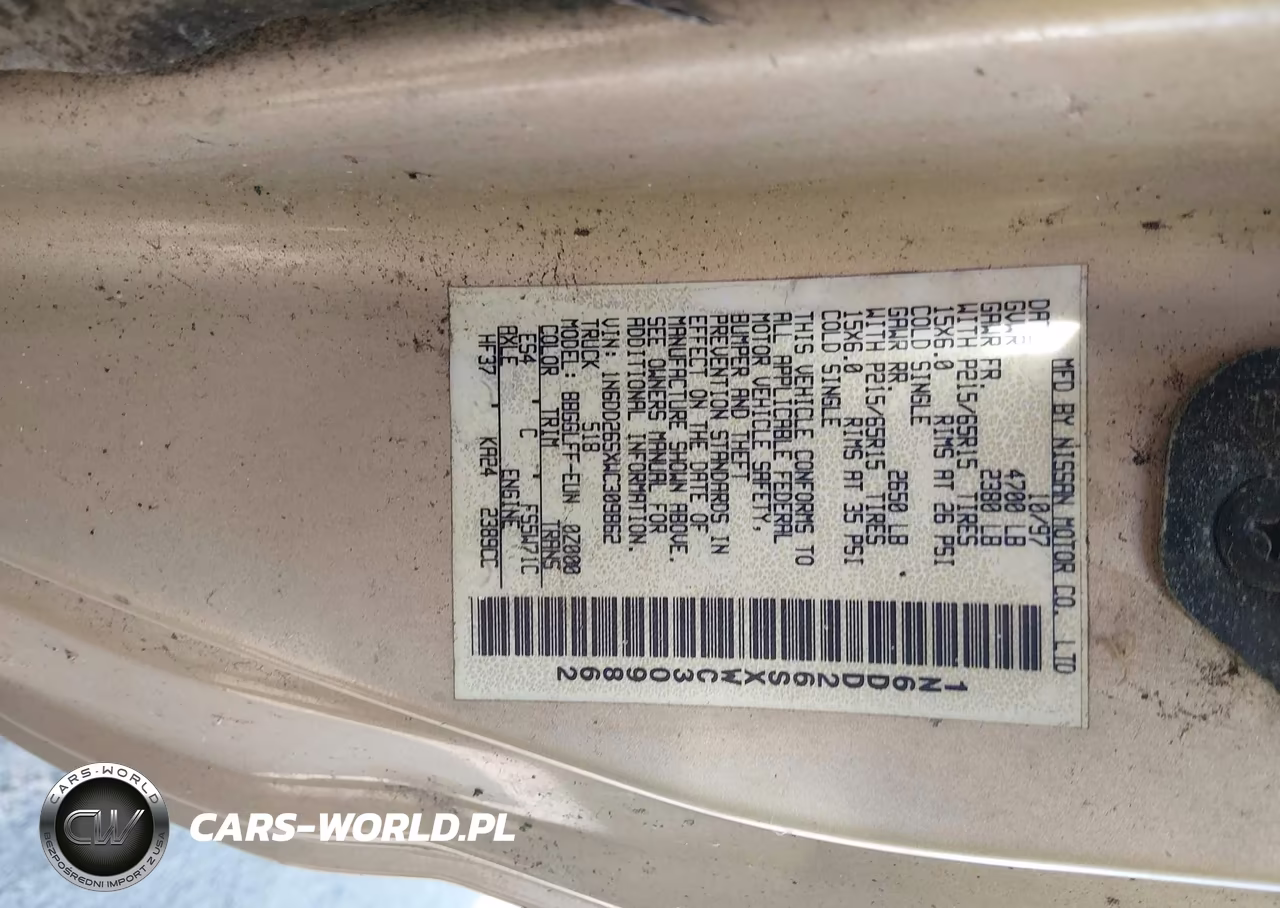 1998 Nissan Frontier Se-Xe VIN:1N6DD26SXWC309862 - 9
