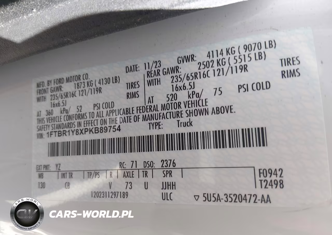 2023 Ford Transit-250 VIN:1FTBR1Y8XPKB89754 - 9
