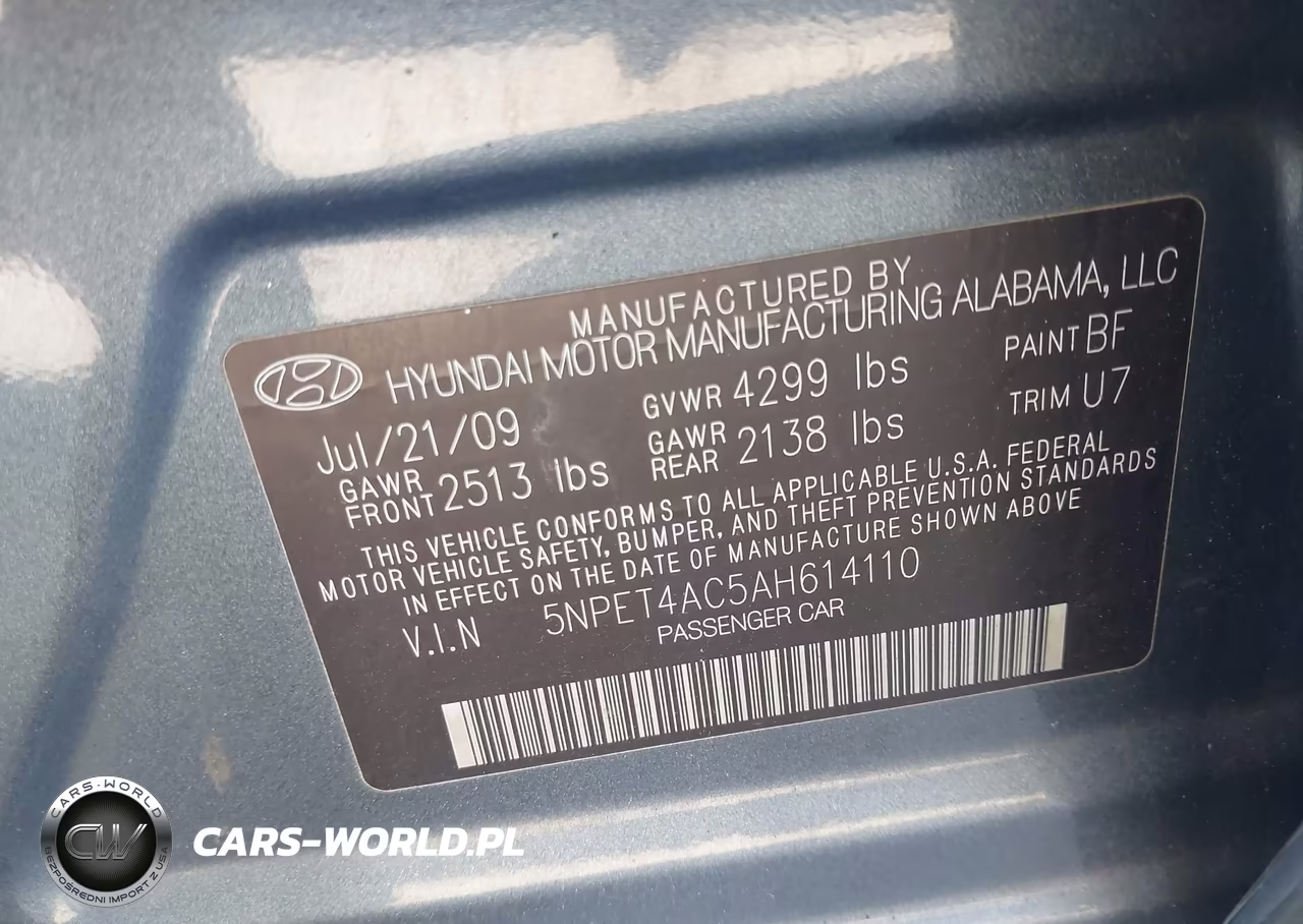 2010 Hyundai Sonata Gls VIN:5NPET4AC5AH614110 - 9