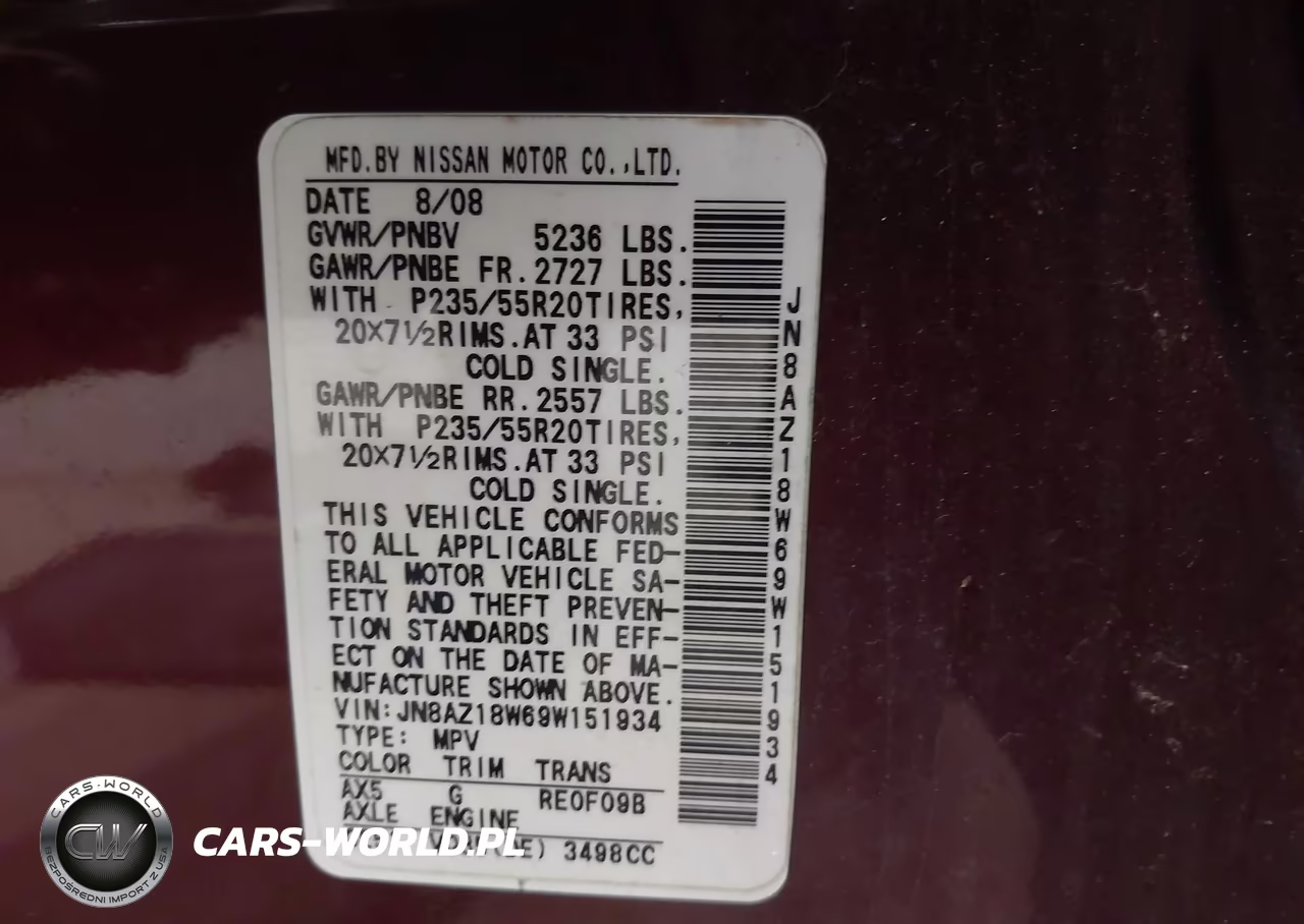 2009 Nissan Murano Le VIN:JN8AZ18W69W151934 - 9