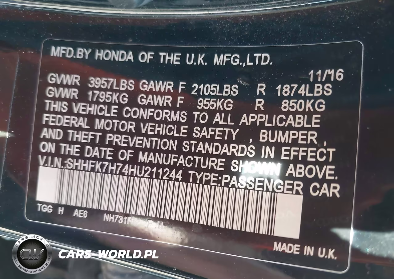 2017 Honda Civic Ex-L VIN:SHHFK7H74HU211244 - 9