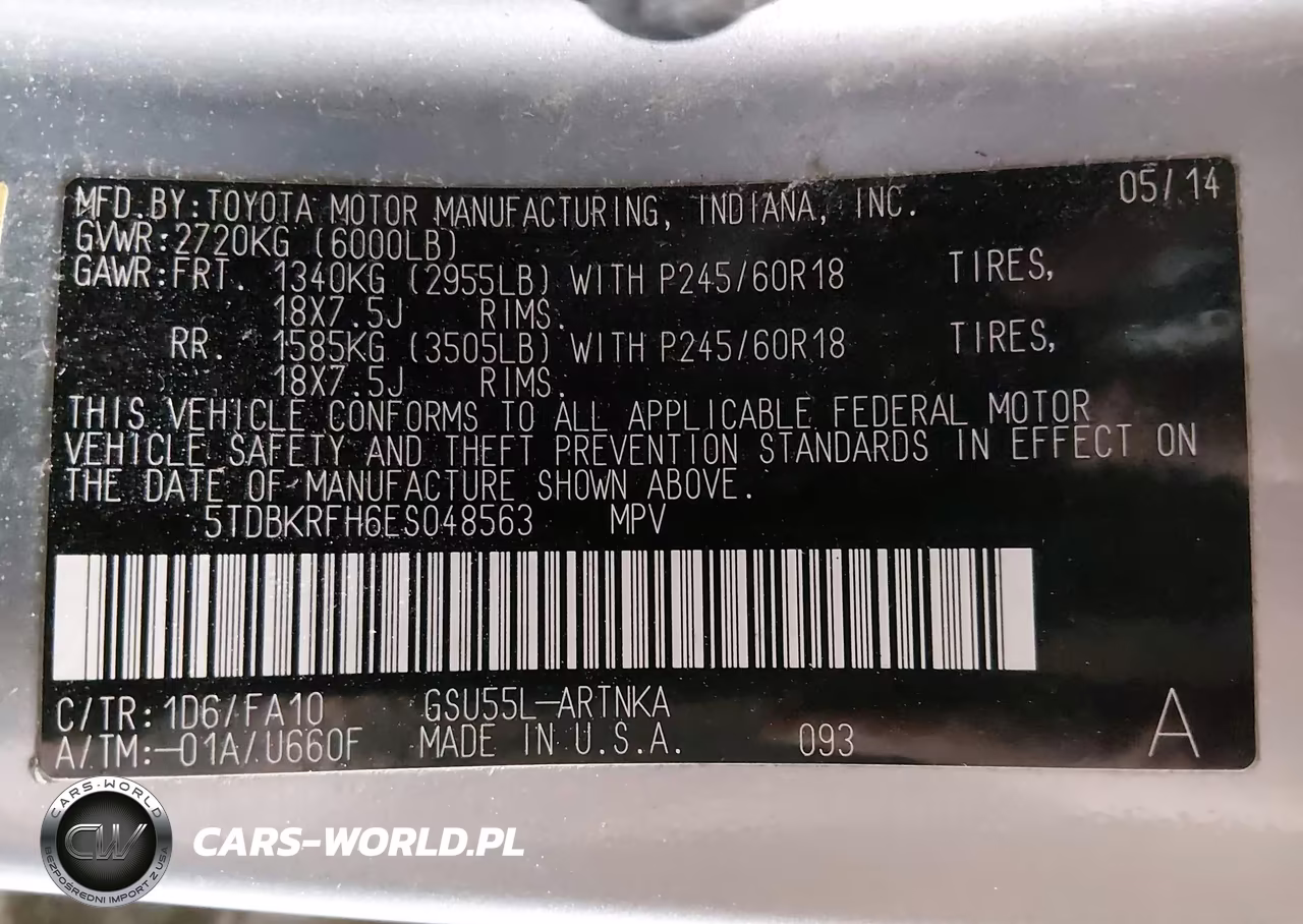 2014 Toyota Highlander Le Plus V6 VIN:5TDBKRFH6ES048563 - 9