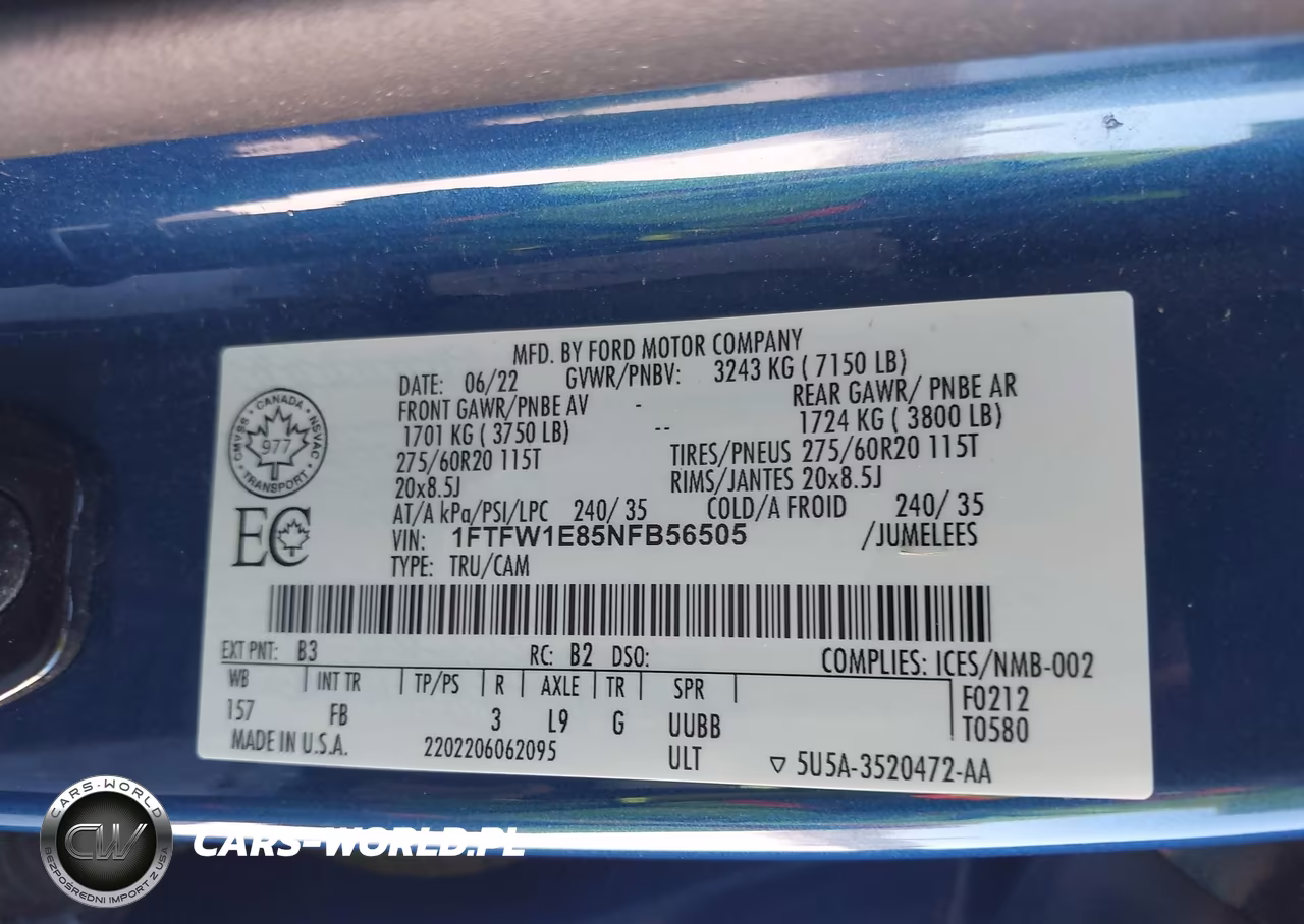 2022 Ford F-150 Xlt VIN:1FTFW1E85NFB56505 - 9