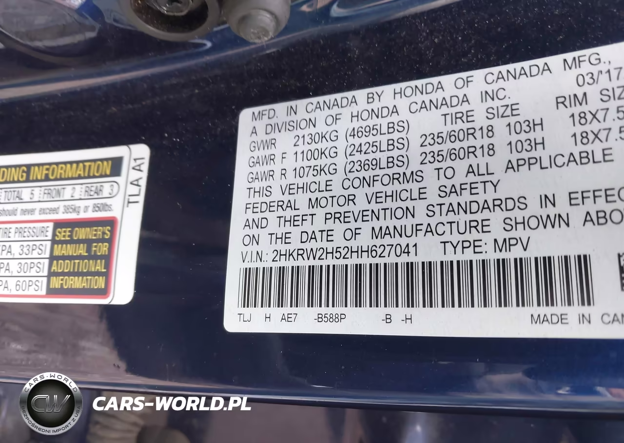 2017 Honda Cr-V Ex VIN:2HKRW2H52HH627041 - 9