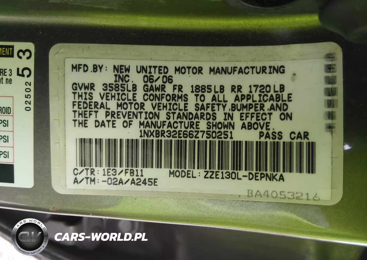 2006 Toyota Corolla Le VIN:1NXBR32E66Z750251 - 9