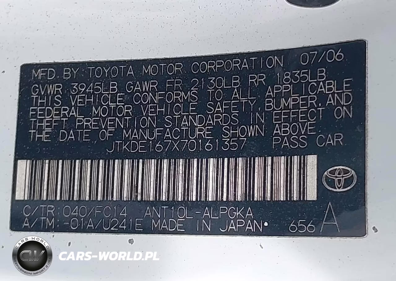 2007 Scion Tc VIN:JTKDE167X70161357 - 9