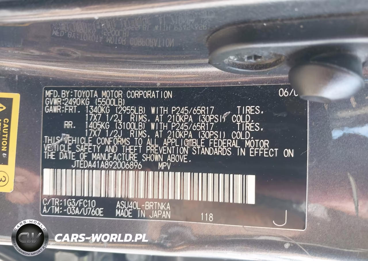 2009 Toyota Highlander VIN:JTEDA41A892006896 - 9
