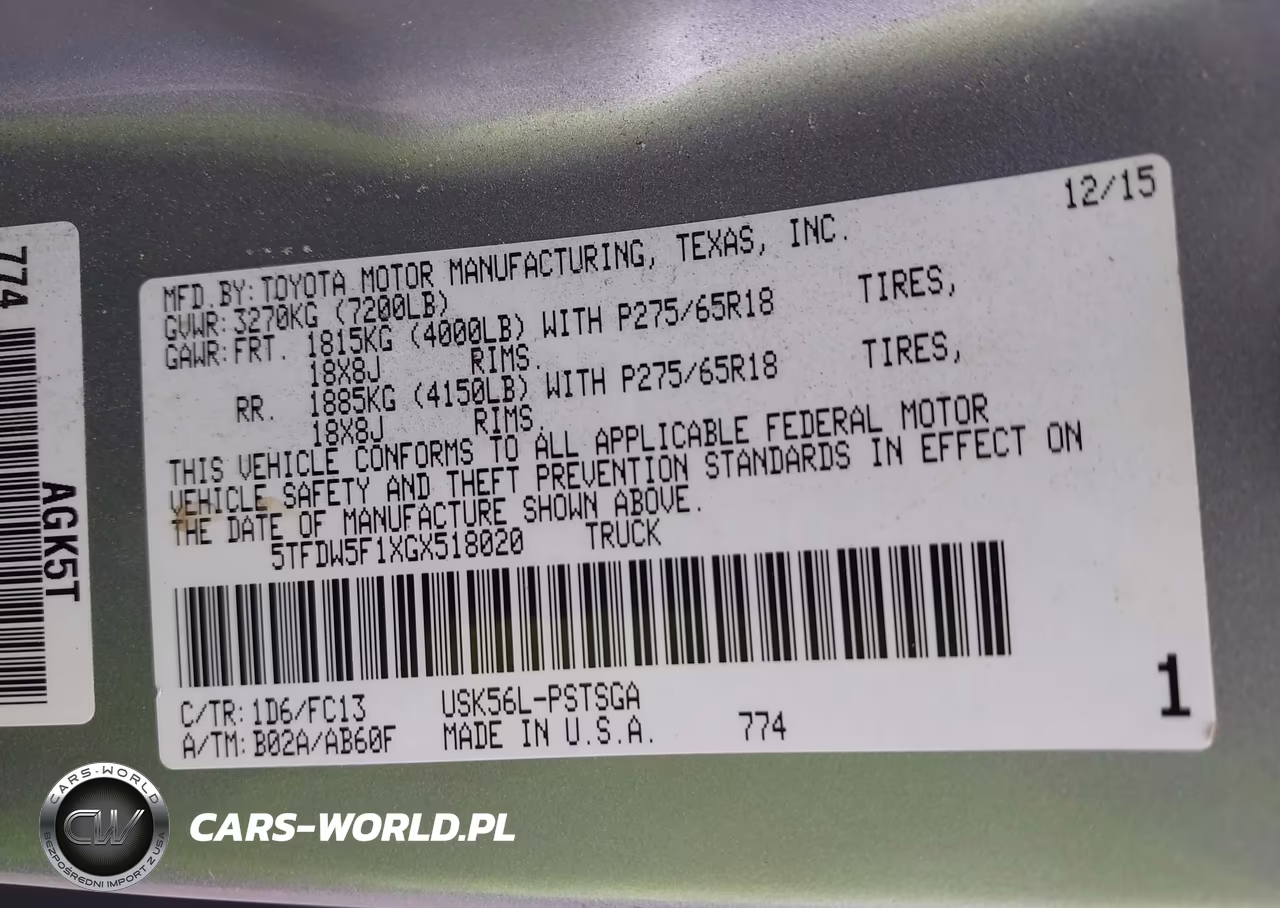 2016 Toyota Tundra Sr5 5.7L V8 VIN:5TFDW5F1XGX518020 - 9