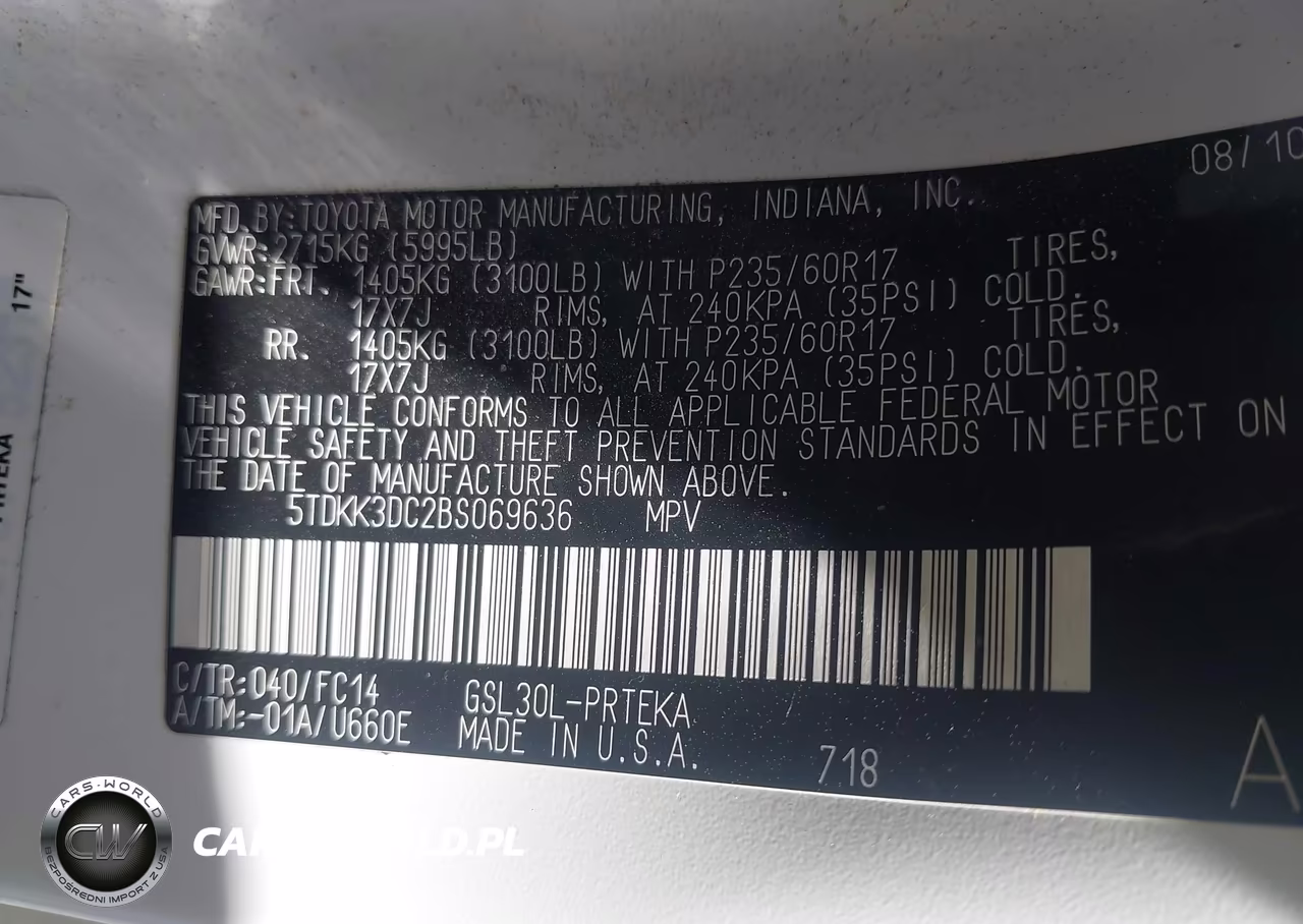 2011 Toyota Sienna Le V6 VIN:5TDKK3DC2BS069636 - 9