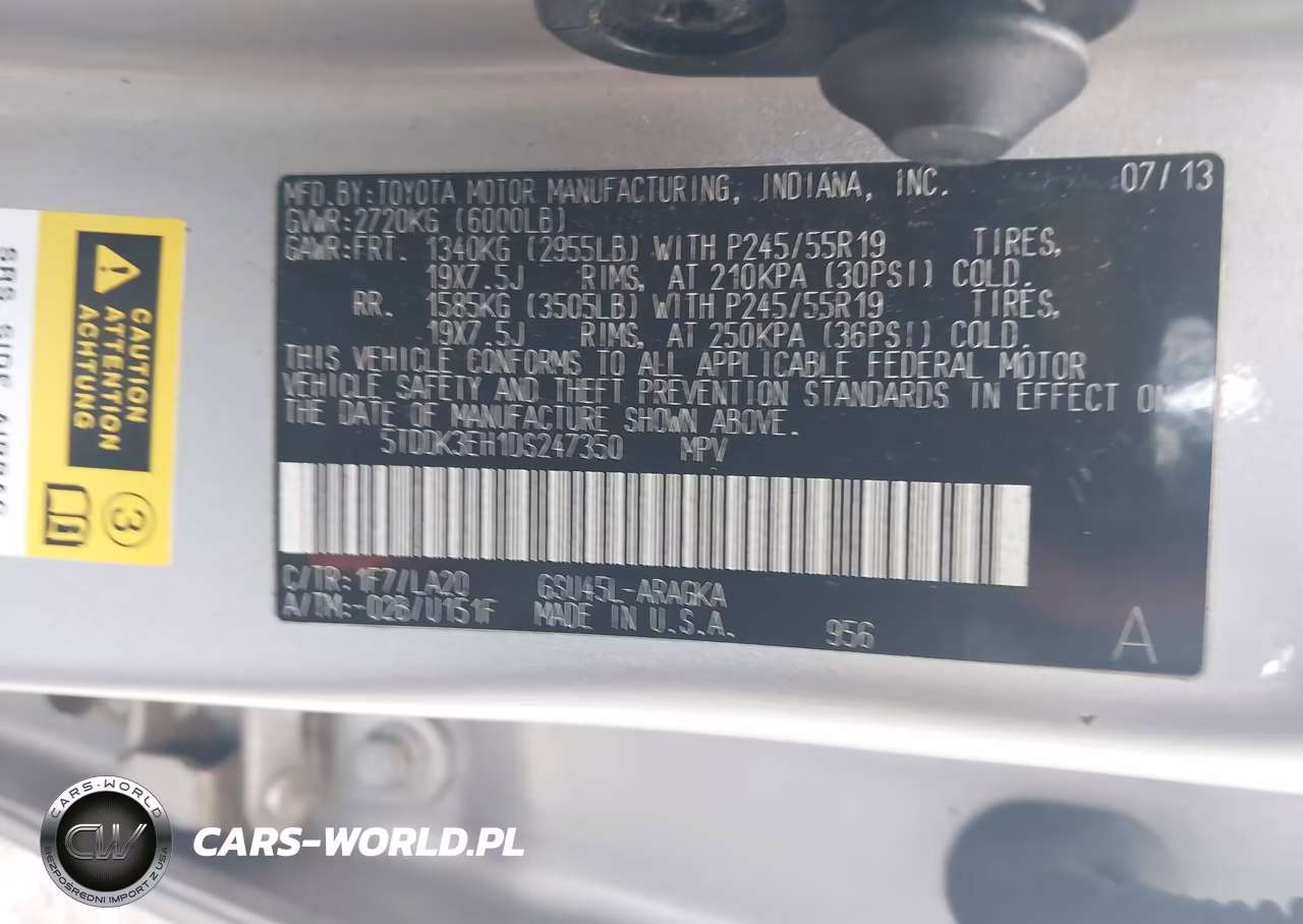 2013 Toyota Highlander Limited V6 VIN:5TDDK3EH1DS247350 - 9