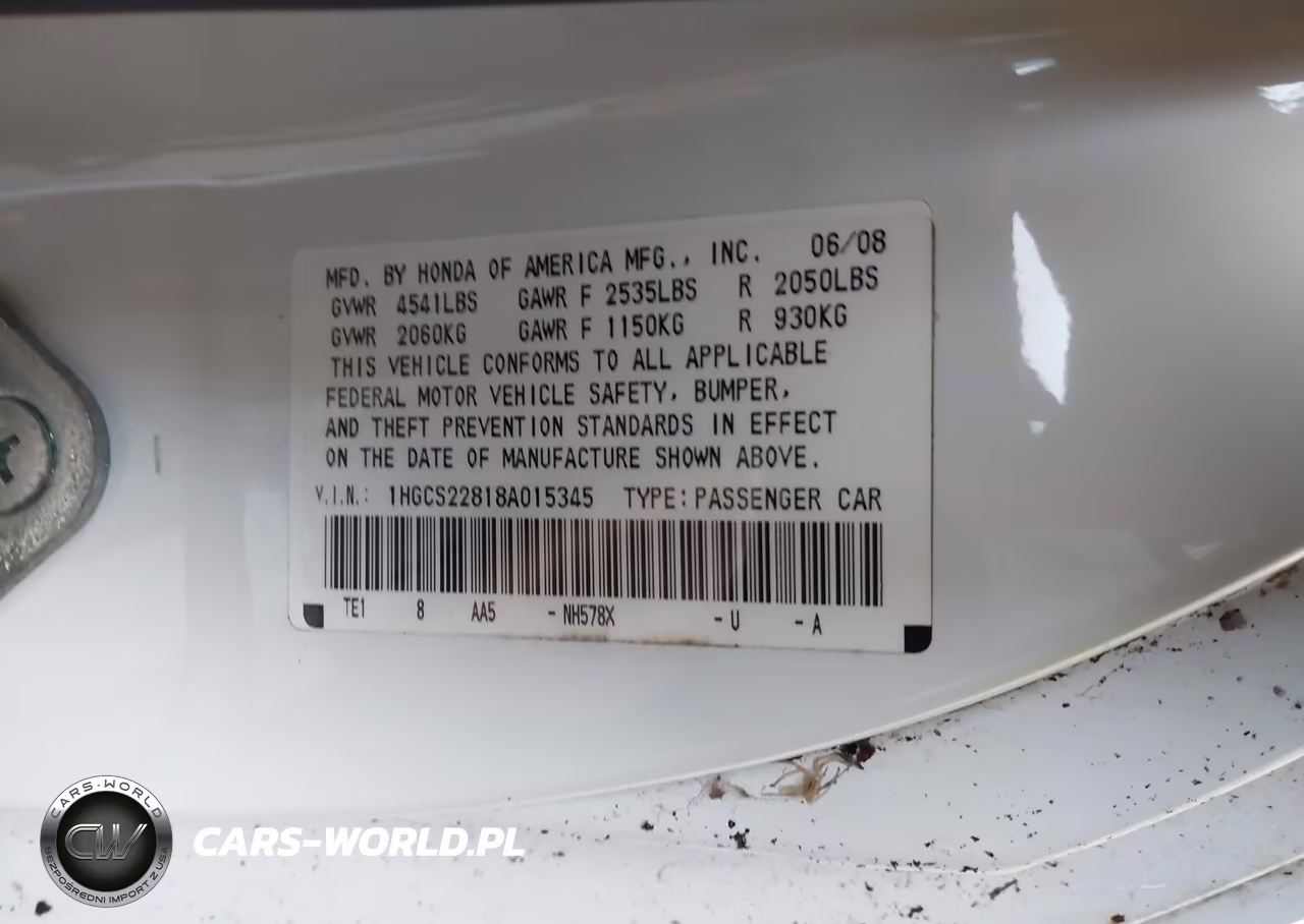 2008 Honda Accord 3.5 Ex-L VIN:1HGCS22818A015345 - 9