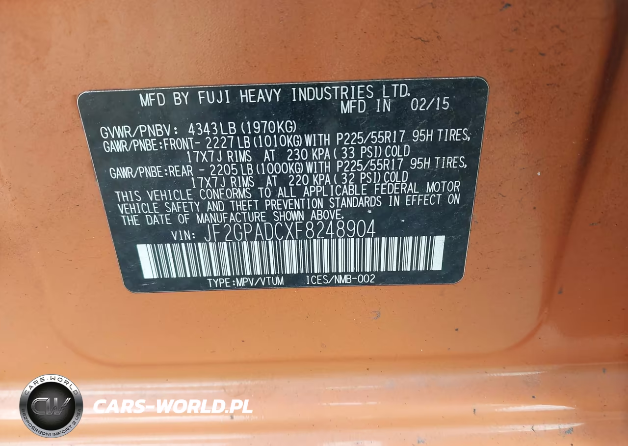 2015 Subaru Xv Crosstrek 2.0I Premium VIN:JF2GPADCXF8248904 - 9