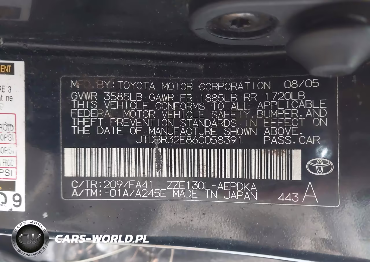 2006 Toyota Corolla Ce VIN:JTDBR32E860058391 - 9