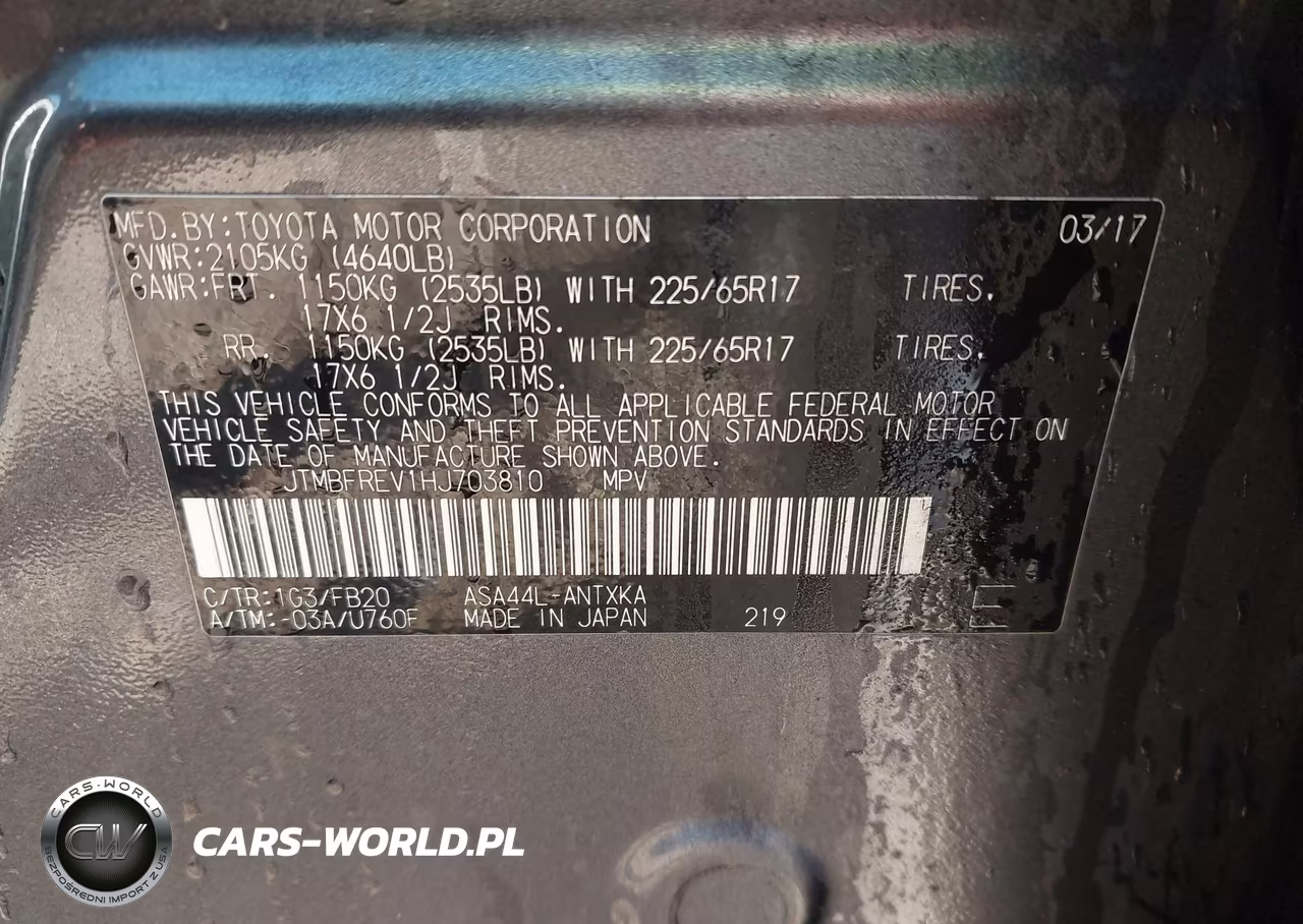 2017 Toyota Rav4 Le VIN:JTMBFREV1HJ703810 - 9