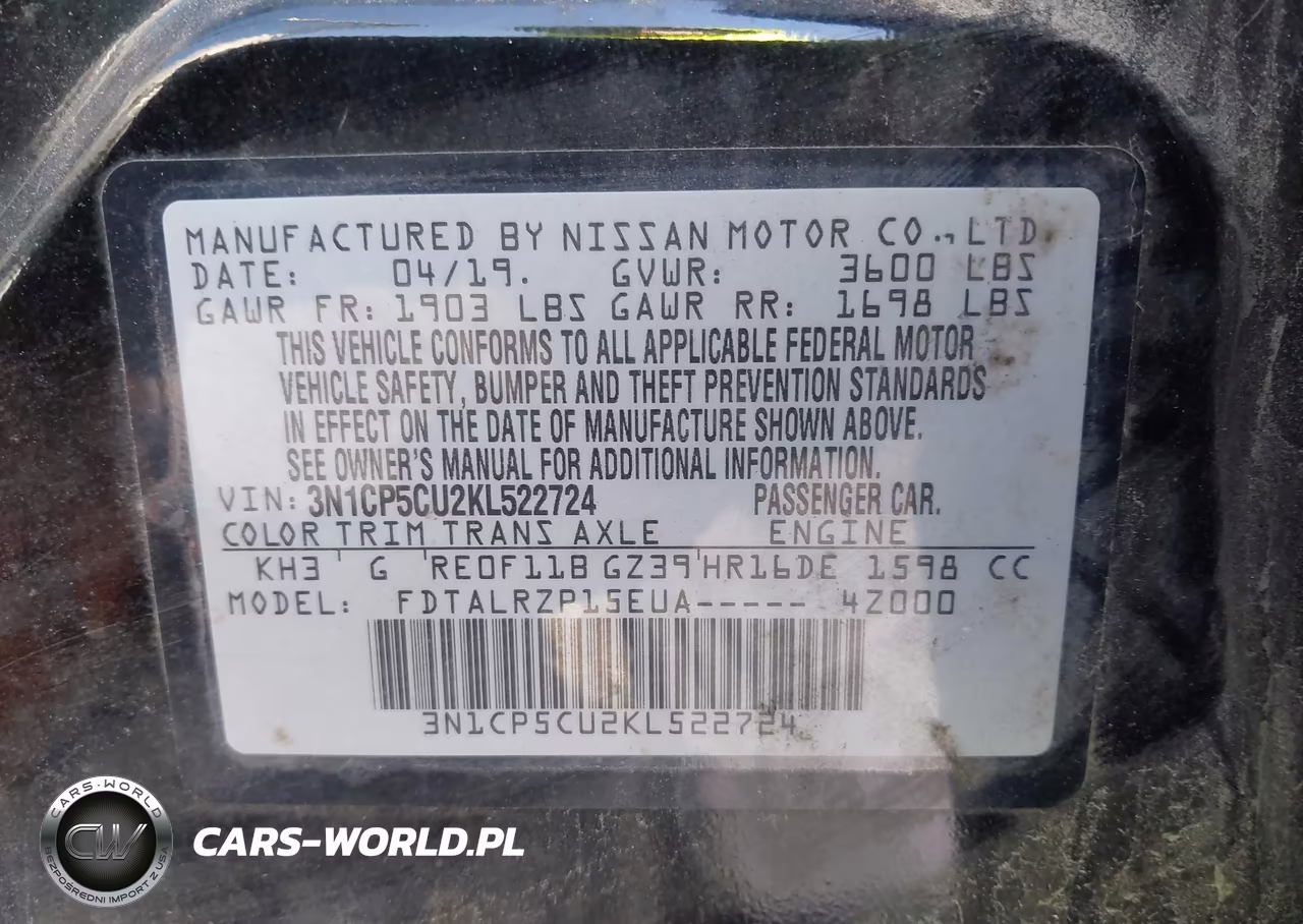 2019 Nissan Kicks S VIN:3N1CP5CU2KL522724 - 9