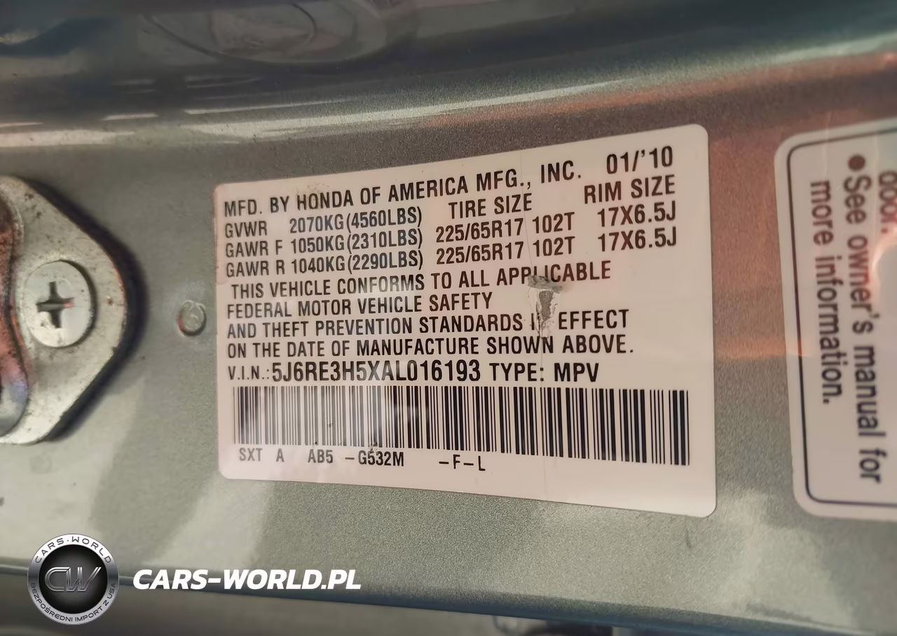 2010 Honda Cr-V Ex VIN:5J6RE3H5XAL016193 - 9