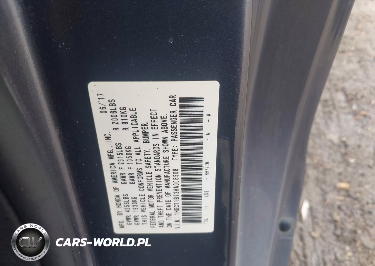 2017 Honda Accord Ex VIN:1HGCT1B73HA008508 - 9