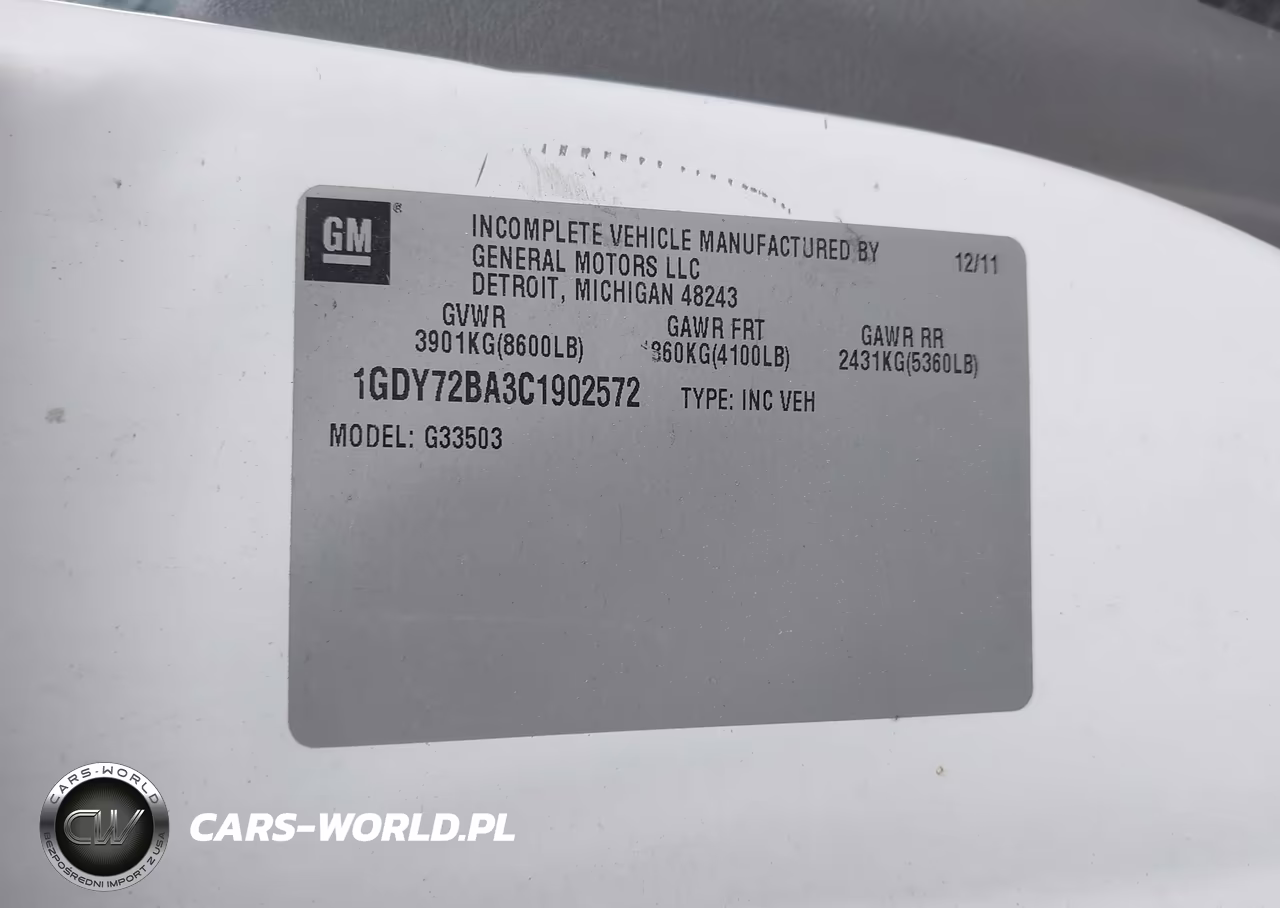2012 GMC Savana Cutaway Work Van VIN:1GDY72BA3C1902572 - 8